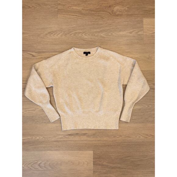 J.crew oatmeal ribbed long sleeve sweater soft Merino wool blend size XS - Picture 1 of 6
